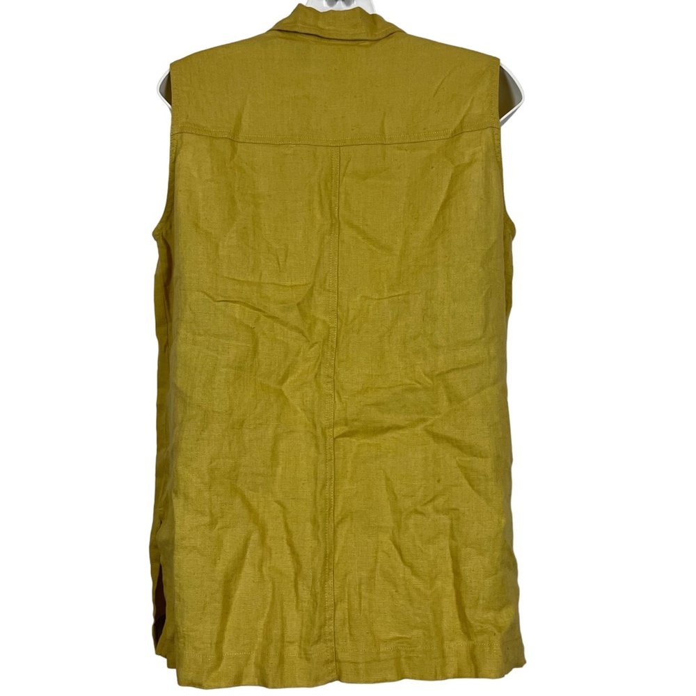 CHICO'S DESIGN Yellow Pale 100% Linen Sleeveless Button Down Casual Top Shirt  1 - Picture 11 of 16